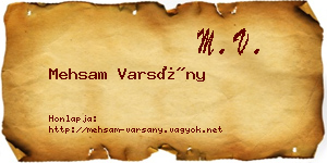 Mehsam Varsány névjegykártya